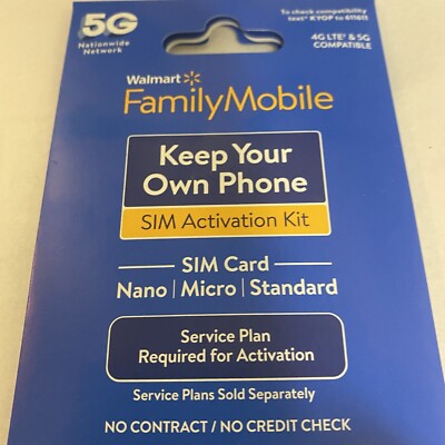 Verizon to Walmart Family Mobile Starter Kit Bring Own Phone Sim Card 3/1 New