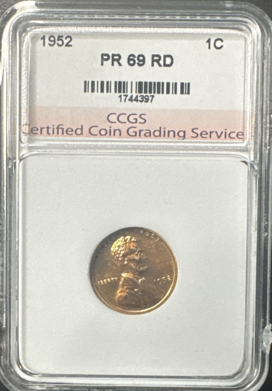 1952 Lincoln Cent  -- PR69 RD. Free Shipping