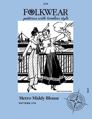 Folkwear Schnittmuster Papier Schnittmuster Metro Middy Bluse