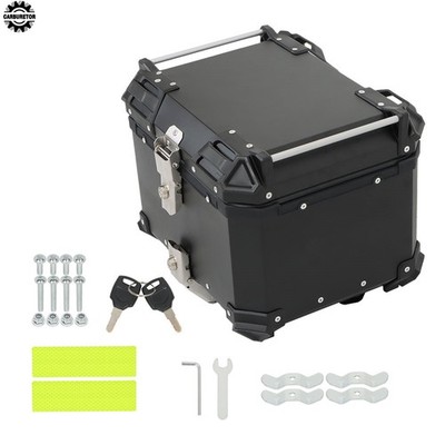 Black Motorcycle 45L Top Case Tail Box Sturdy Luggage Storage Rear Tour Box New