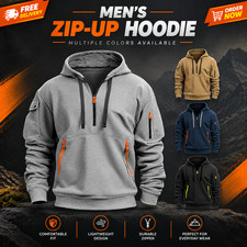 Men's Casual Sports Hoodie New Fashion Pocket Zipper Hooded Sweatshirt