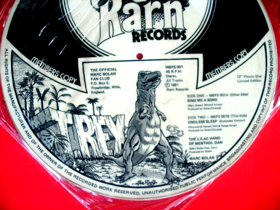 MARC BOLAN "T REX" RARE MEMBERS COPY FAN CLUB 12' PICTURE DISC 45 RPM SEALED! - Image 3 of 3