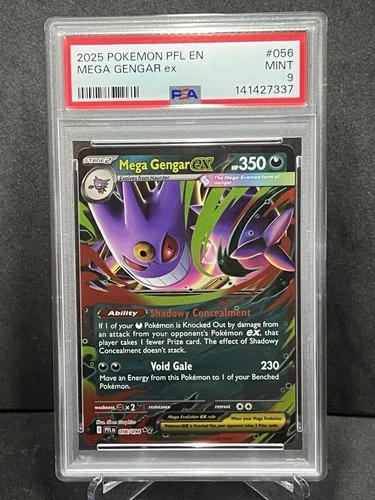 Pokemon 2025 Mega Gengar EX  Phantasmal Flames 056/094 PSA 9 Holo