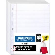 Five Star Reinforced Loose Leaf Paper, College Ruled, 4 Pack  Study App