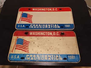1981 Washington DC Presidential Inauguration License Plates Match Sample Reagan