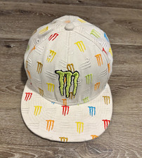 Monster Energy Adjustable Baseball Cap White Multicolor Logo Men's One Size