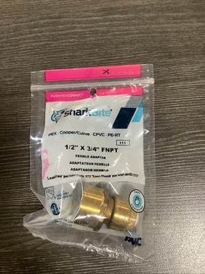 SharkBite FNPT Female Reducing Adapter, 1/2  X 3/4  FNPT NOS