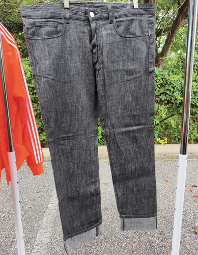 Raf Simons 2009 Gray Dark Wash Denim Jeans Slim Straight Mid Rise 5-Pocket Logo