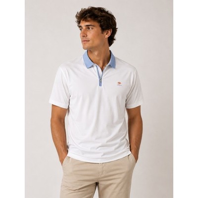 FootJoy Mens 2XL White Blue National Golf Link of America Performance Polo Shirt