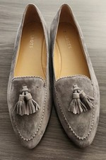 Womens Talbots Francesca Suede Tassel Driving Moccasins Gray Sz 7M