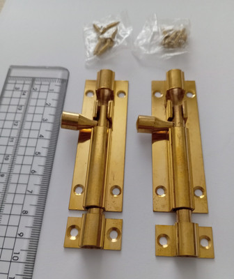 2x Türriegel Laufriegel Messing versilbert Hals 3'' / 76mm mit Schrauben, neu & eingetütet