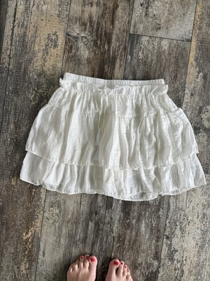 Day + Moon white tiered skirt with attached shorts - 