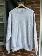 VTG 90s JERZEES Light Heather Gray BLANK Crewneck 50/50 Sweatshirt XL - Made USA