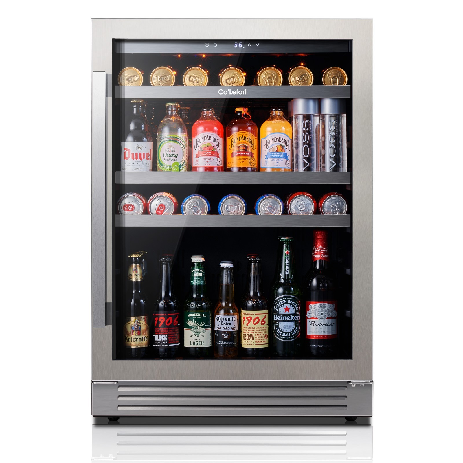 Ca'lefort 24-inch 180 Cans Beverage Fridge 34°f-54°f Glass Door With 3 LED Light