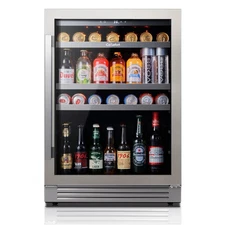 Ca'Lefort 24-inch 180-Can Beverage Fridge, 34°F-54°F Glass Door with 3 LED Light