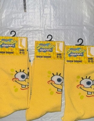 Nickelodeon SpongeBob SquarePants Mens Sz 9-13 Yellow Graphic Novelty Crew Socks
