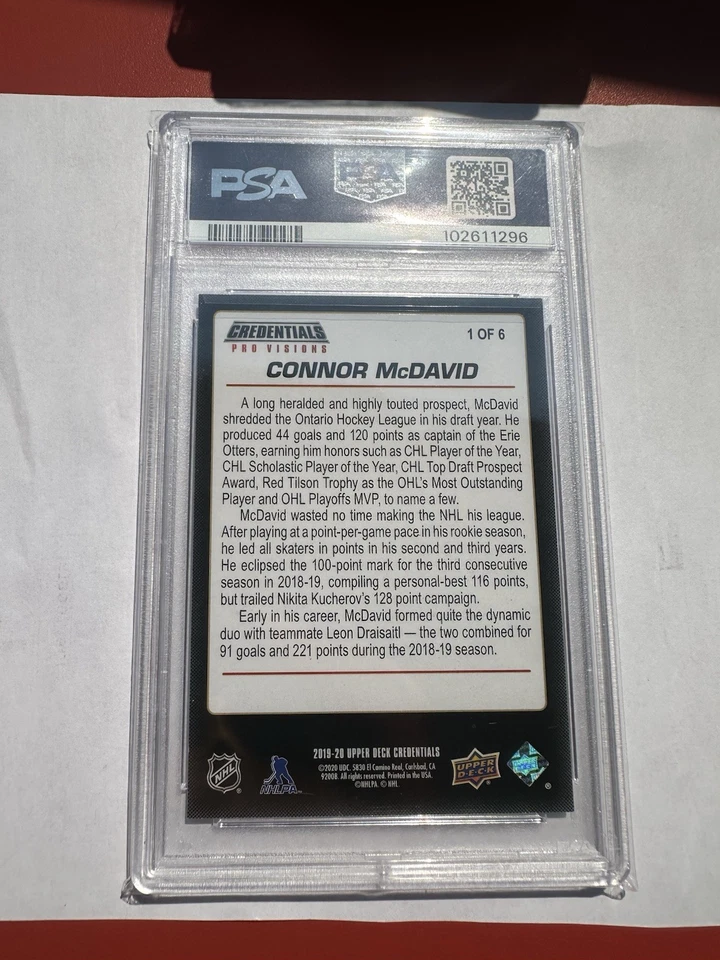 2019-20 Upper Deck Credentials Fleer Pro Visions Connor McDavid PSA 8 RARE 1of6 - Image 2 of 2