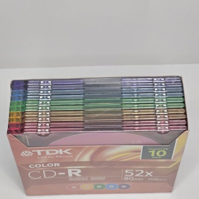 TDK Color CD-R 48X 80min 700MB 10 Pack New In Package Color