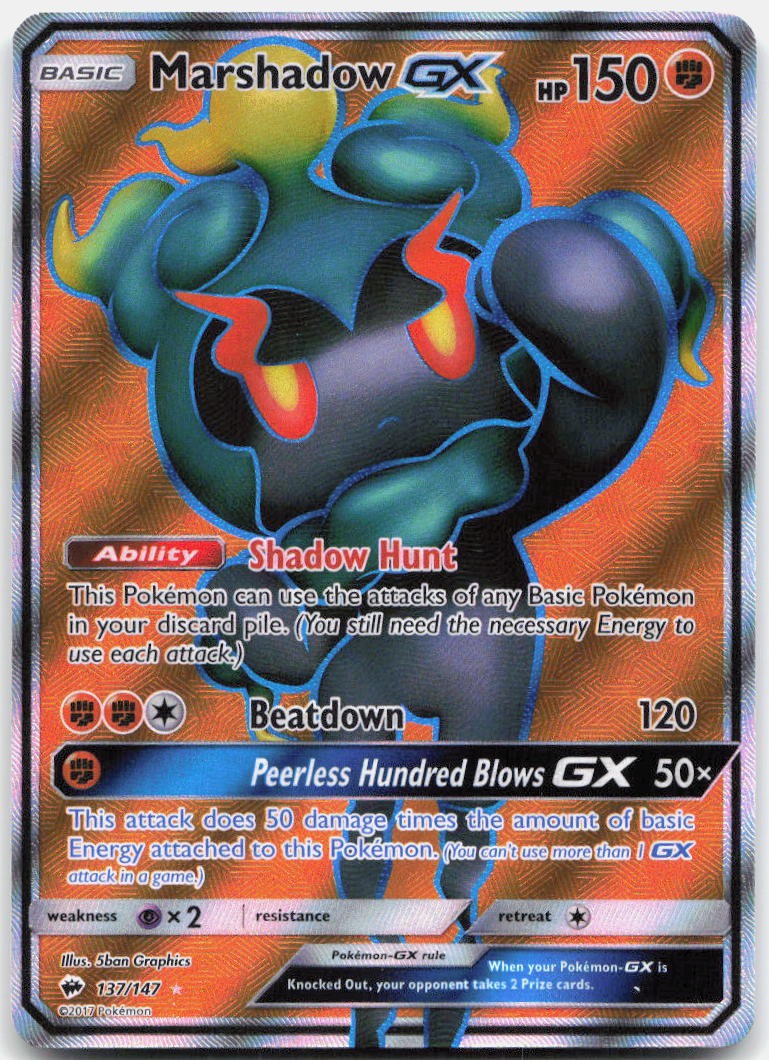 Marshadow GX 137/147 Ultra Rare Burning Shadows Pokemon Near Mint