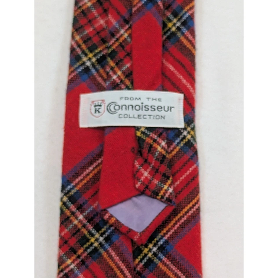 Corbata de lana vintage Kantor Brothers tartán rojo a cuadros EE. UU. Navidad Invierno Vacaciones Foto 2 de 4