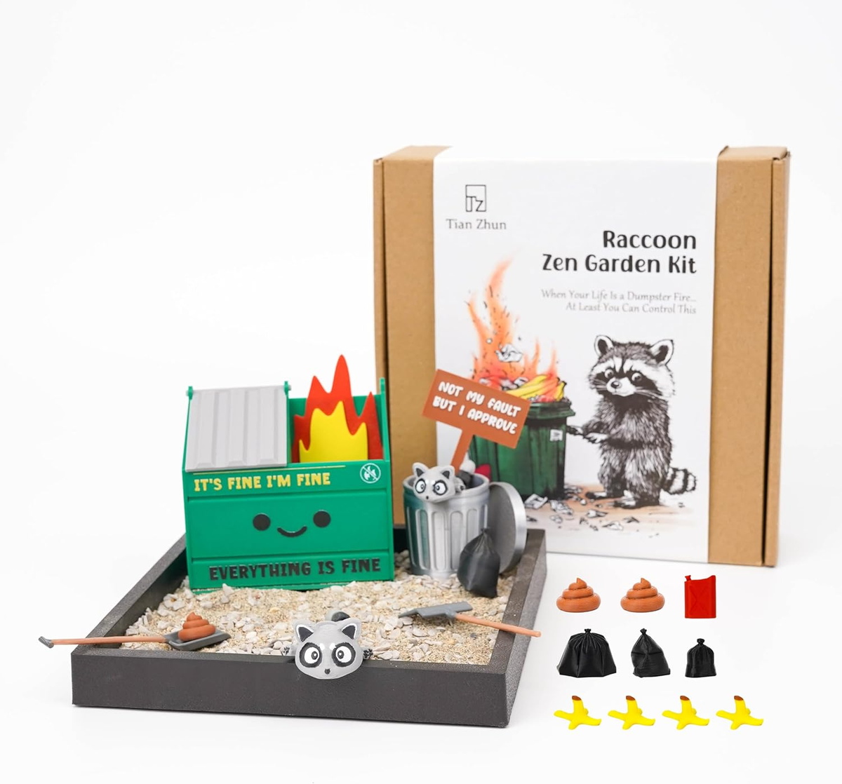 Dumpster Fire Zen Garden for Desk Mini Zen Garden Gag Gifts Funny