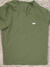 FIGS Technical Collection Scrub Top Green Solid Unisex Size S