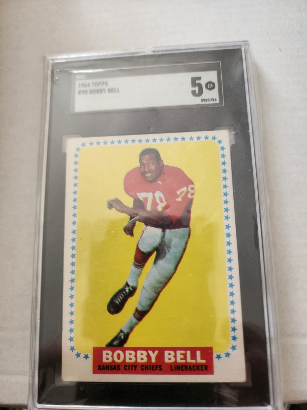 1964 Topps Bobby Bell Rookie SGC 5 Chiefs 90