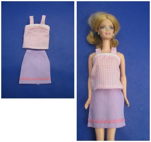 Vintage Barbie Clothes ~❤️~ Purple Skirt with Pink Top #955