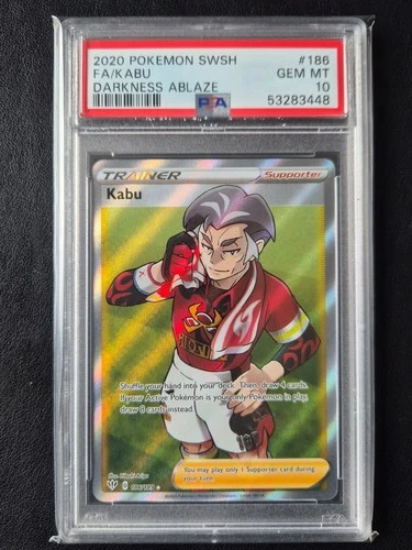 PSA 10 - SWSH Darkness Ablaze - Kabu - 186/189 - Full Art Ultra Rare