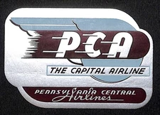 PCA Pennsylvania Central Airlines Luggage Label The Capital Airline Vintage