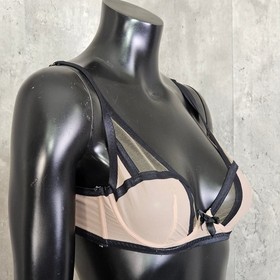 Agent Provocateur Joan Balconette Underwire Bra Sheer Nude Black 36B Luxury