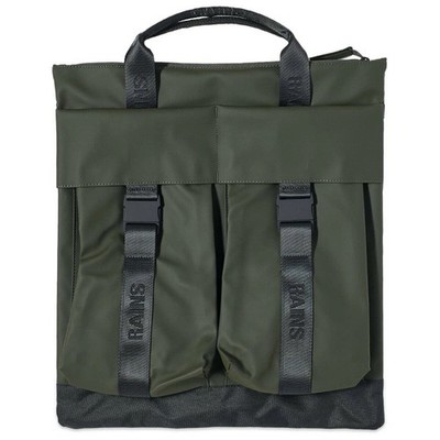 RAINS Waterproof TRAIL TOTE Laptop Bag Green + Black Detachable Strap NWOT $125