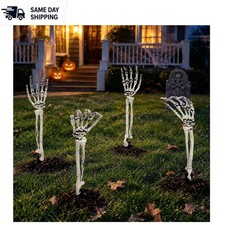 Durable 8 PCS Halloween Skeleton Hands - Easy Setup for Outdoor Haunting