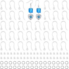 300pcs Clear Plastic Earring Hooks Sets,Safety Ear Wire 100pcs