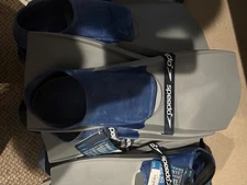 Speedo Trialon Rubber Swim Fin, Blue/Gray, XXL/ 12-13