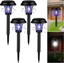 Qualirey 4 Pcs Solar Bug Zapper Black Exterior, Purple, White Light 