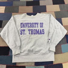VTG University of St. Thomas Champion Crewneck Sweatshirt Gray USA Made - M