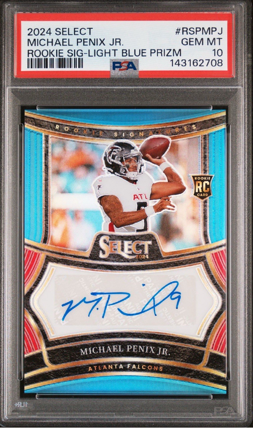 Michael Penix Panini Select Rookie Signatures #RSPMPJ Light Blue