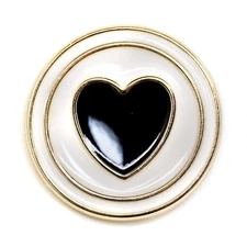 20 PCS 23mm Golden Circles Enamel Black Heart Sewing Metal Shank Coat Buttons