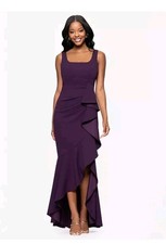 Betsy & Adam NWT Purple Ruffle Formal Evening Gown Maxi Dress Plus 22W $269
