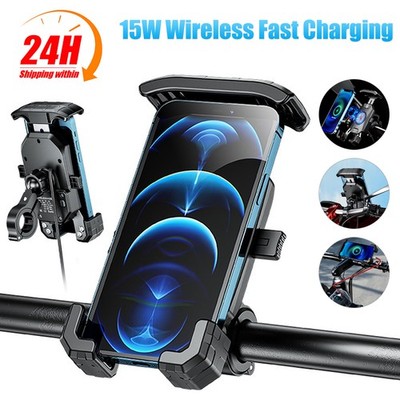 Motorcycle Phone Holder Wireless USB Charger For Harley Street Glide Touring