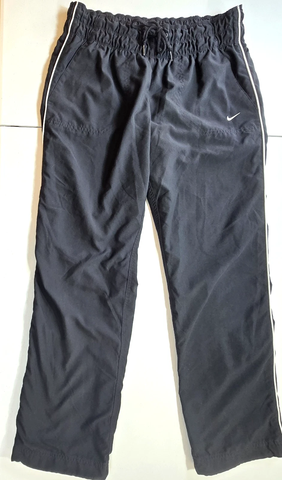 Vintage Nike Track Pants Black Women Large 90s Y2K Baggy Mesh Lined