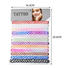 12pcs Rainbow Stretch Choker Creative Women Set Necklace Elastic Tattoo Vintage