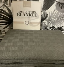   E-LUXURY 100 Cotton Blanket, Dark Gray, TWIN  