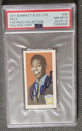 PELE PERSONAL Signed 1971 Barratt #30 PSA 8 DNA GEM MT 10 AUTOGRAPHED 10