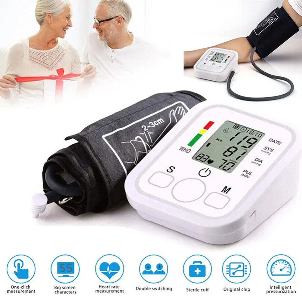 Tensiómetro Digital de Brazo Maquina Medidor de Presión Arterial Automático LCD