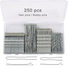 250 Pcs Hair Pins Silver Bobby Pins for Gray White Hair, Wavy Bobby Pins 2inch