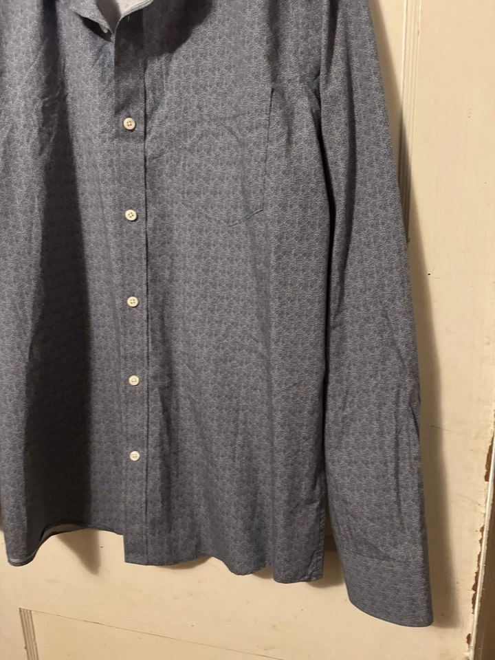 Nordstrom Tienda Hombre Grande Denim Oscuro Cuello Botón Frontal Camisa Ajuste Foto 3 de 4