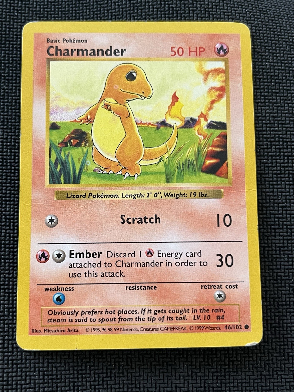 Shadowless Charmander 46/102 Base Set Rare Vintage 1999 Pokemon Card MP