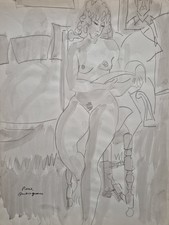 Pierre AMBROGIANI (1907-1985) - Dessin Aquarellé - Nue - Cachet Atelier